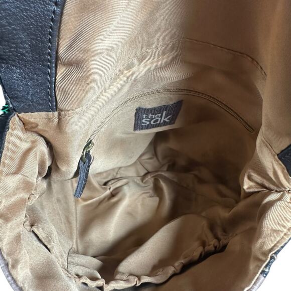 The Sak Deena Flap Fold Over Leather Brown Patchwork Crossbody Purse adjustable - Picture 9 of 9